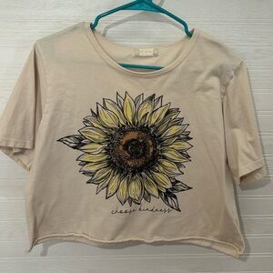 Sunflower Graphic Cream Crop Top